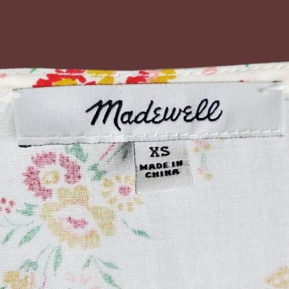 Madewell Womens Novel Tie Front Windowbox Short Sleeve Floral Print Top Size XS - Picture 5 of 6